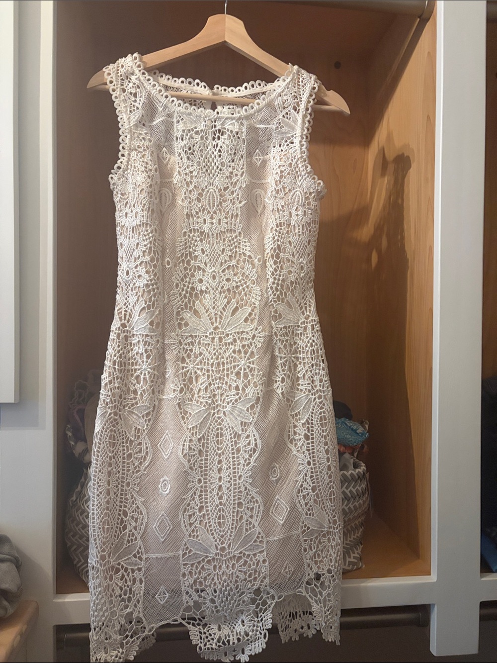 Impressions Ivory Crochet Lace Midi Dress